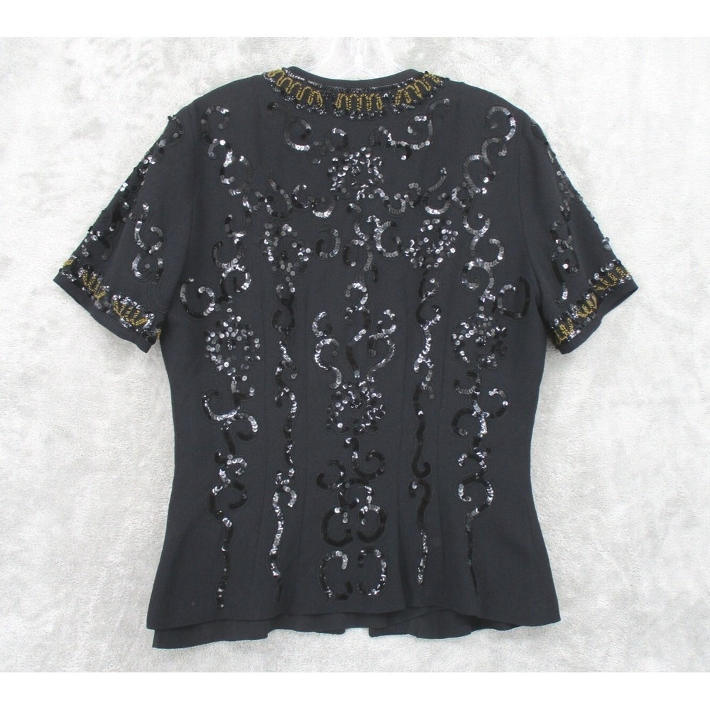 Vintage Blouse Womens Size S Sequin Embellished Party Evening Event Back Zip